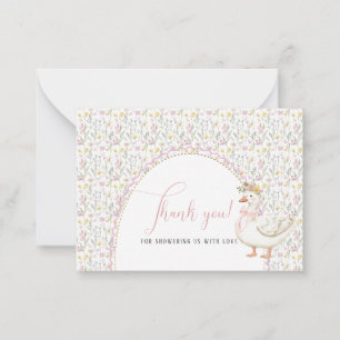 Elegante Waterverf Roze Bow een gekke gans Baby s Notitiekaartje