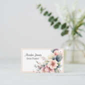 Elegante Waterverf Roze en Blush Floral Visitekaartje (Staand voorkant)