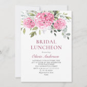 Elegante Waterverf Roze Hortensia BRUIDSLUNCH Kaart (Voorkant)