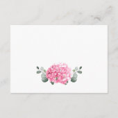 Elegante Waterverf Roze Hydrangea Bruiloft Details Informatiekaartje (Achterkant)