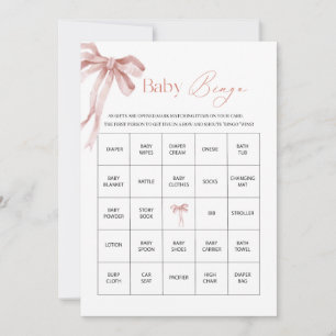 Elegante Waterverf Roze Lint Bow Meisje Baby Showe Feestdagenkaart