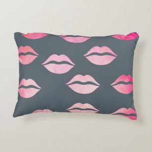 elegante waterverf roze lippenpatroon decoratief kussen
