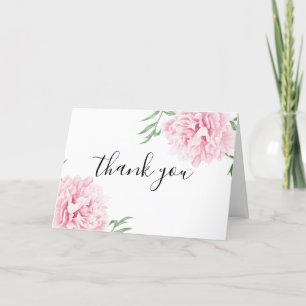 Elegante Waterverf roze pioen Bedankkaart