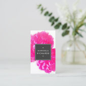 Elegante Waterverf Roze Pioenrozen II Visitekaartje (Staand voorkant)