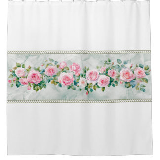 Elegante Waterverf Roze Rose Bloemen Douchegordijn