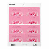 Elegante Waterverf Roze Rose Bloemen Plain Verzend Etiket (Full Sheet)