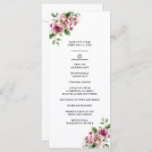 Elegante Waterverf Roze Rose Bouquet bruiloft Programma (Voorkant / Achterkant)