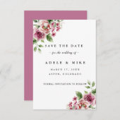 Elegante Waterverf Roze Rose Bouquet bruiloft Save The Date (Voorkant / Achterkant)