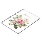 Elegante Waterverf Roze Rose Wit Notitieboek (Linkerzijde)