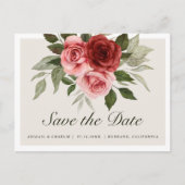 Elegante Waterverf Roze Rozen Bewaar de datum Aankondigingskaart (Voorkant)