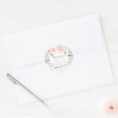 Elegante Waterverf Roze Rozen Dank Je Ronde Sticker (Envelop)