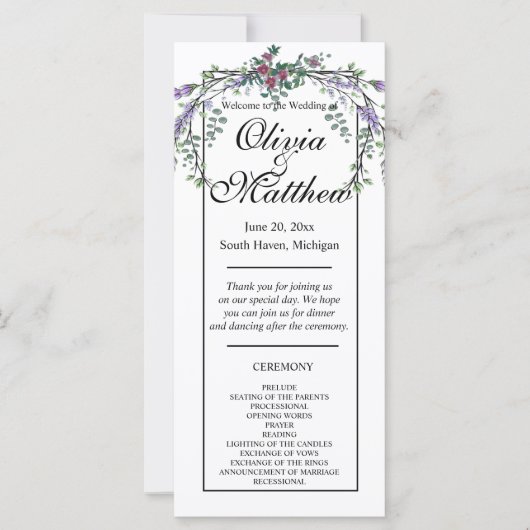 Elegante waterverf roze rozen lavendel groen (Voorkant)