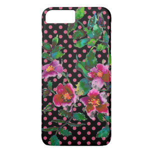 Elegante  waterverf roze rozen polka dots 	iPhone 8 plus / 7 plus hoesje