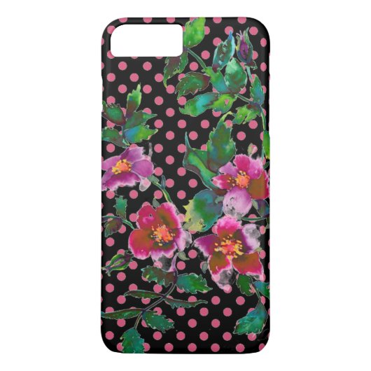 Elegante  waterverf roze rozen polka dots Case-Mate iPhone case (Achterkant)