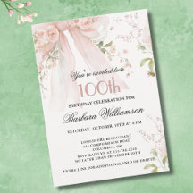 Elegante Waterverf Roze Strik Bloemige 100ste Verj