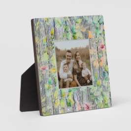 Elegante waterverf roze wilde bloemen barnwood fotoplaat