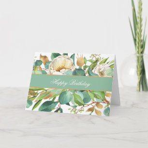 Elegante Waterverf Rozen en Eucalyptus Kaart