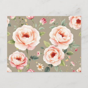 Elegante Waterverf Rozen en wilde bloemen Briefkaart