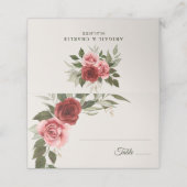 Elegante Waterverf Rozen Wedding Place Card (Buitenkant ongevouwen)