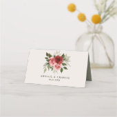 Elegante Waterverf Rozen Wedding Place Card (Achterkant)