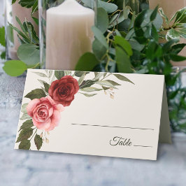 Elegante Waterverf Rozen Wedding Place Card
