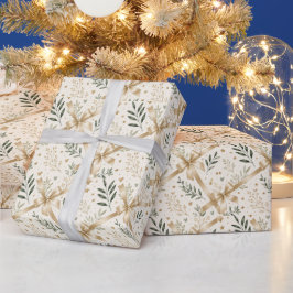 Elegante waterverf saliegroen en gouden boog cadeaupapier