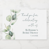 Elegante Waterverf Script Eucalyptus Bruidsmeisjes Sparkling Wijnetiket (Enkel label)