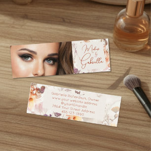 Elegante Waterverf Script Foto Make-up Mini Visitekaartje
