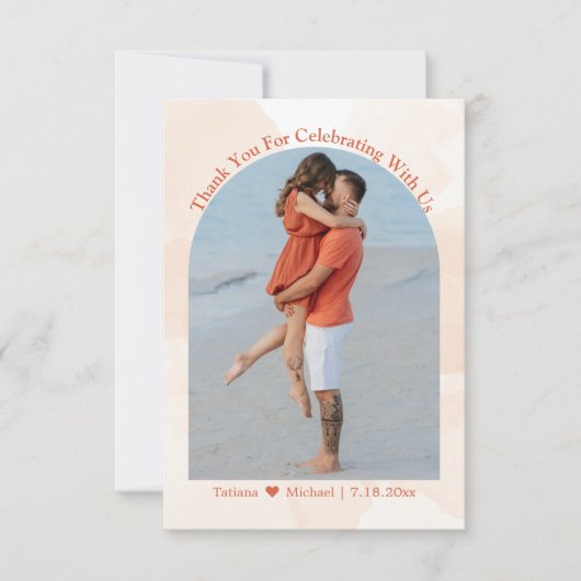 Elegante waterverf sinaasappel Bloemen Pasgetrouwd Bedankkaart (Voorkant)