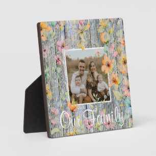 Elegante waterverf sinaasappel wilde bloemen barnw fotoplaat