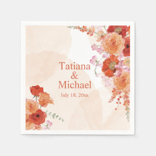 Elegante waterverf sinaasappels bloemetjes Stijlvo Servet