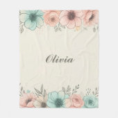Elegante Waterverf Sketchy Flowers Fleece Deken (Voorkant)