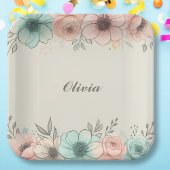 Elegante Waterverf Sketchy Flowers Papieren Bordje