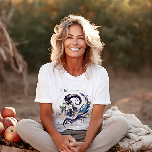 Elegante Waterverf Steenbok Zodiac Custom White T-shirt