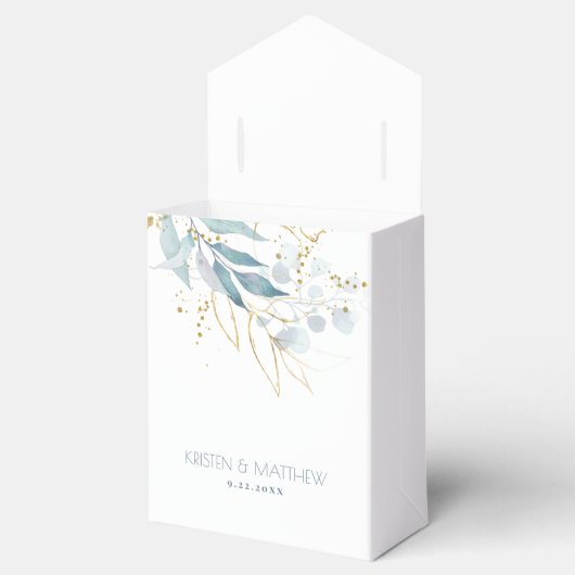 Elegante Waterverf Stoffig Blauw Bruiloft Bedankdoosjes (Geopend)