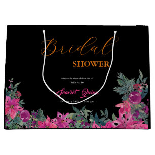 Elegante waterverf stoffig roze bloemenvrijgezelle groot cadeauzakje