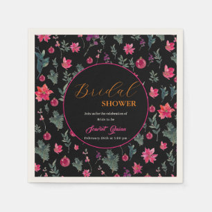 Elegante waterverf stoffig roze bloemenvrijgezelle servet