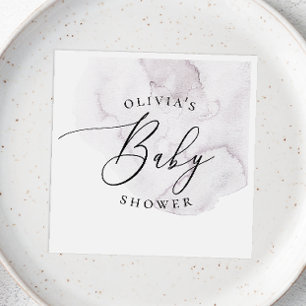 Elegante waterverf stoffige paarse script baby sho servet