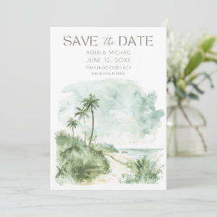 Elegante Waterverf strand bruiloft Save The Date