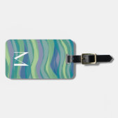 Elegante Waterverf strepen monogram Bagagelabel (Voorkant horizontaal)