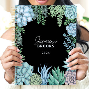 Elegante Waterverf Succulent met Aangepaste Naam Planner