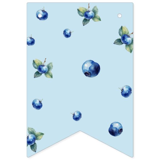 Elegante Waterverf Sweet Blue Berry Happy Birthday Vlaggetjes (Eerste vlag)