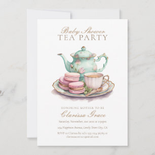 Elegante Waterverf Tea Party Baby shower Kaart