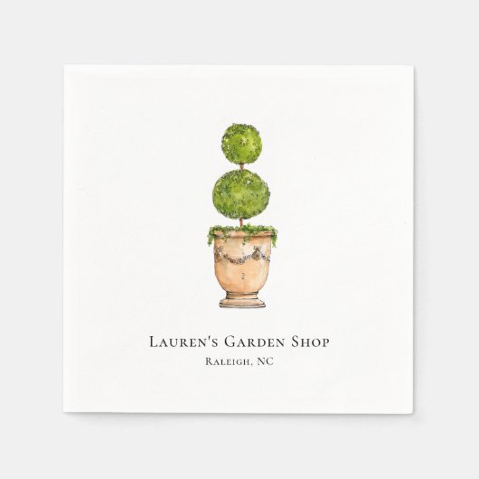 Elegante waterverf topiary servet (Voorkant)