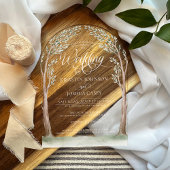 Elegante Waterverf Trees Whimsical Arch Wedding Acryl Uitnodigingen