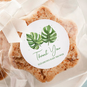 Elegante Waterverf Tropical Palm Baby shower Ronde Sticker