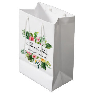 Elegante Waterverf Tropische Bloemen Dank u Medium Cadeauzakje