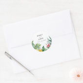 Elegante Waterverf Tropische Bloemen Huwelijksguns Ronde Sticker (Envelop)