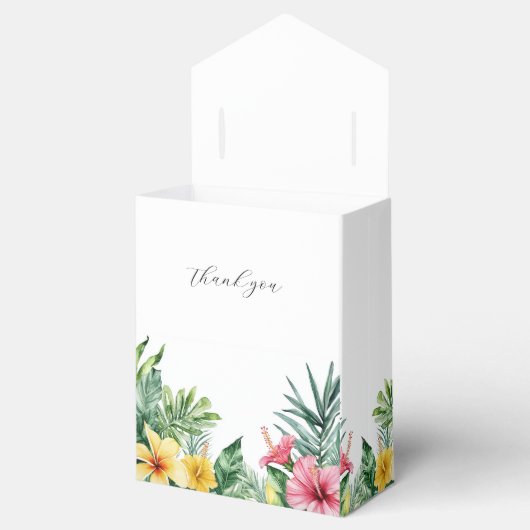 Elegante Waterverf Tropische Bloemenbruiloft Bedankdoosjes (Geopend)