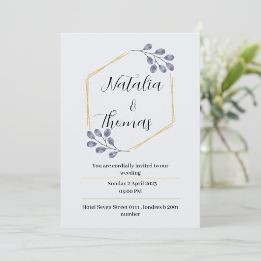 Elegante waterverf trouwkaart uitnodiging (Staand voorkant)